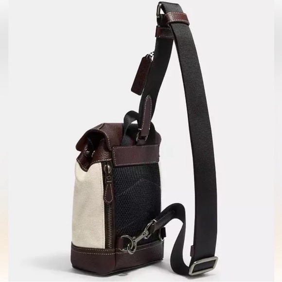 COACH Hudson Gender Neutral Canvas and Pebble Leather Small Front/Back Pack - Picture 2 of 16